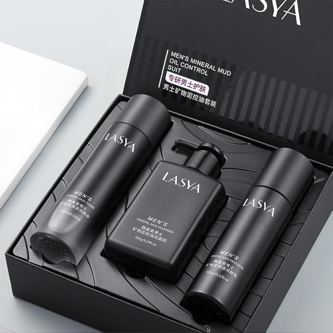 Men's Skin Set Cleansing Oil Control Moisturizing | Cleanser 5.28 oz | Toner 4.22 oz | Lotion 3.52 oz 3-Step Daily Routine For Men Valentine's Day Gift
