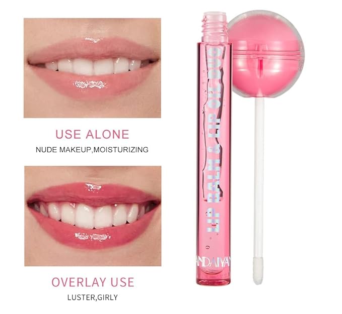 Lip Gloss and Lip Balm Combo, Magic pH Color Changing Lipstick & Vitamin E Clear Lip Oil Combo, Hydrating Plumping Lip Care Product for Girls (Yellow)