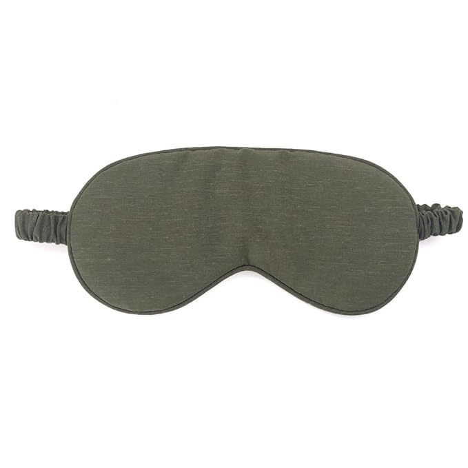 Linen Eye Mask for Girls,Travel Breathable Sleep Mask,Adjustable Strap, Hypoallergenic, Cooling with Travel Bag Gift Package(Dark Olive)