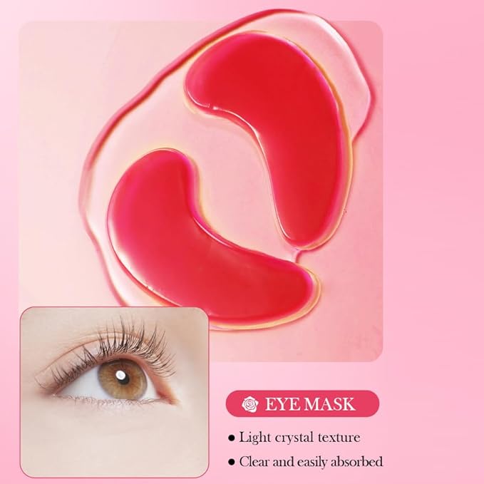 20 Pair Rose + 10 Pair Aloe Vera Under Eye Mask & Lip Mask Skincare Set, Lip Patches & Under Eye Patches for Puffy Eyes, Dark Circles, Dry Lips Lines, Moisturizing for Women & Men Skincare