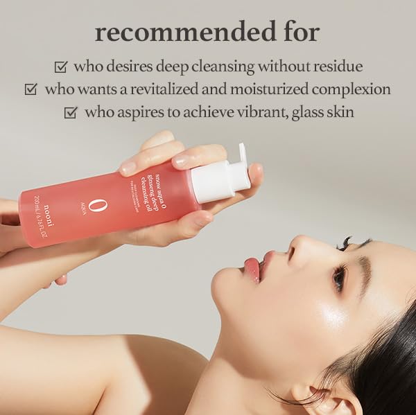 NOONI Facial Cleanser - Snow Aqua 0 Ginseng Deep Cleansing Oil *2ea | Makeup Blackhead Remover, Pore Care Control, Glass Skin, Helps Control Sebum, Moisturizing, Mother's Day, 6.76 Fl Oz x 2