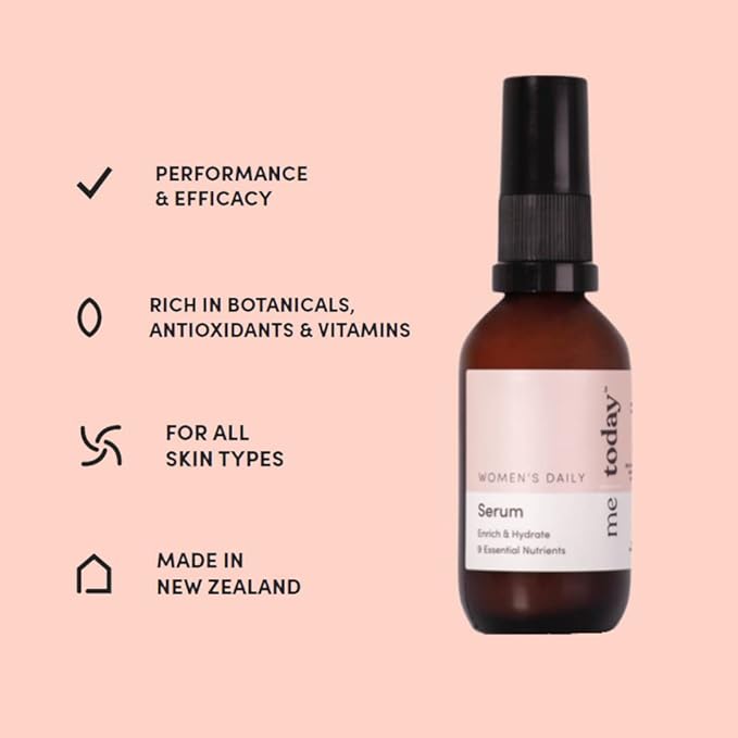 Women's Daily Serum, 30ml, Hydrate and Refine with CoQ10, Vitamin B3 and B5, Ginseng and Cranberry, Natural Ingredients, Vegan