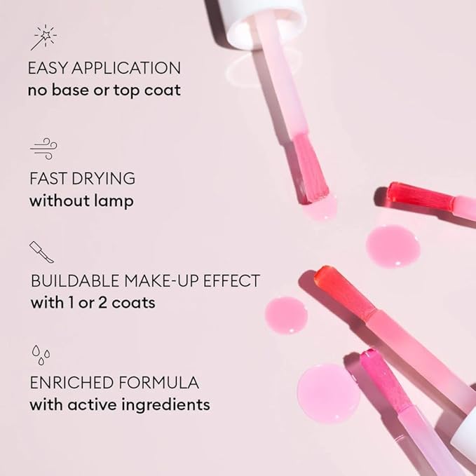 Manucurist Active Glow™ Blueberry All-in-One Perfecter Nail Polish & Care - No Lamp - Vegan & Made in France Ultra-Glowy Rose Mirror-Like Shine - Nail Concealer & Care - Plant-Based Ingredients
