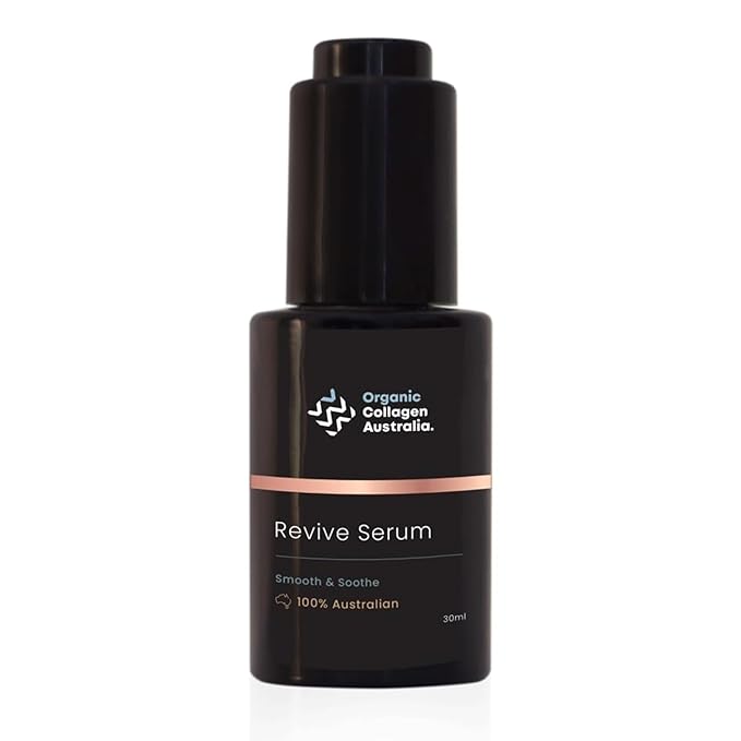 Organic Collagen Australia Revive Serum – Hydrating Face Serum with Hydrolyzed Collagen, Aloe Vera, Pine Bark Extract & Vitamin C – Smooths Fine Lines, Nourishes, & Softens Skin (1 oz)