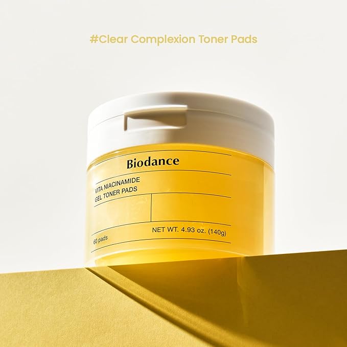 Biodance Vita Niacinamide Gel Toner Pads, Dark Spot Corrector, Evening Skin Tone, Hydrating for Sensitive Skin, Gentle Exfoliating Korean Toner Pads, 4.93 fl.oz.(140g)*60Pads