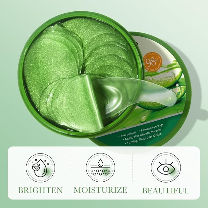 Aloe Vera Under Eye Mask, Avocado Under Eye Patches, 120 Pcs Moisturizing and Improving Eye Skin Dryness, Nourishing Eye Care Mask for Dark Circles and Puffiness (Avocado & Aloe)