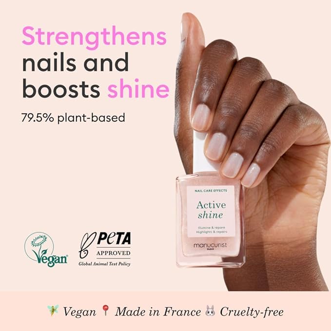 Manucurist Active Shine Illuminating & Care Nail Polish - Nail Concealer - No Lamp - Ultra-Shiny 2 in 1 Nude Gel Polish: Nail Strengthener and Growth, Highlighter & Care - Damaged Nails Repair