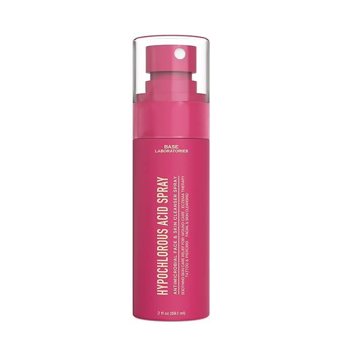 BASE LABORATORIES Hypochlorous Acid Spray for Face & Skin - Travel Size - Magic Facial Toner Spray & Cleaner - Skin Repair Solution helps reduce redness, Irritations, acne - HOCL Molecule Spray 2oz