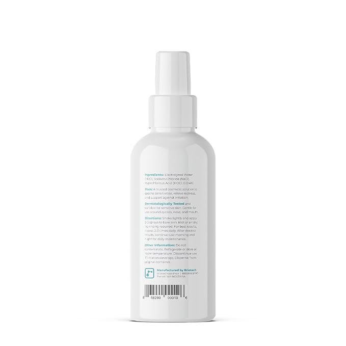 BRIOTECH Topical Skin Spray, Hypochlorous Acid Spray for Body & Face, Eyelid Cleanser, HOCl Facial Mist, Support Against Irritation and Redness, Packaging May Vary, 4 oz, 1 ct