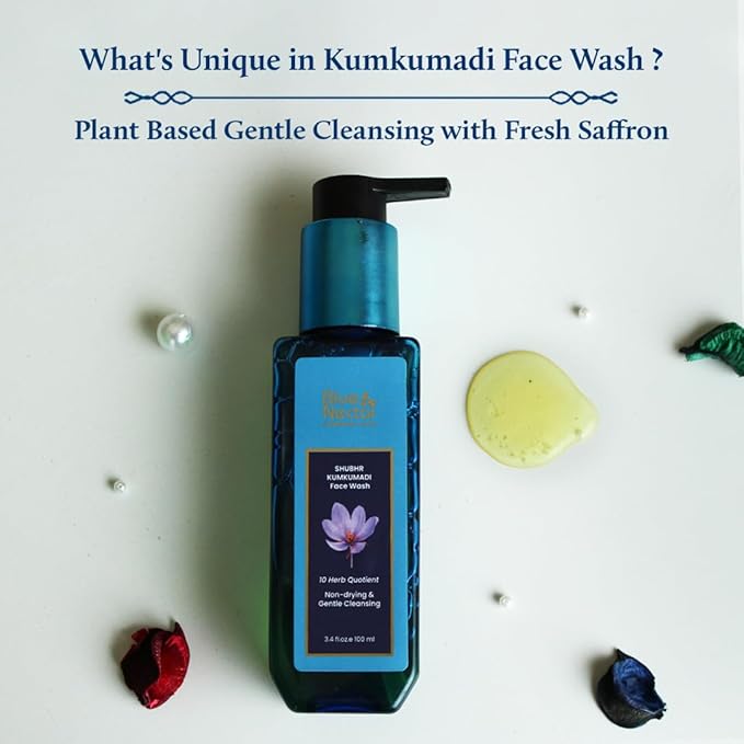 Blue Nectar Dark Circles Under Eye Serum with Plant Based Niacinamide from Potato (1Fl Oz) with Kumkumadi Face Wash with with Saffron for Women & Men (3.38 Fl Oz)