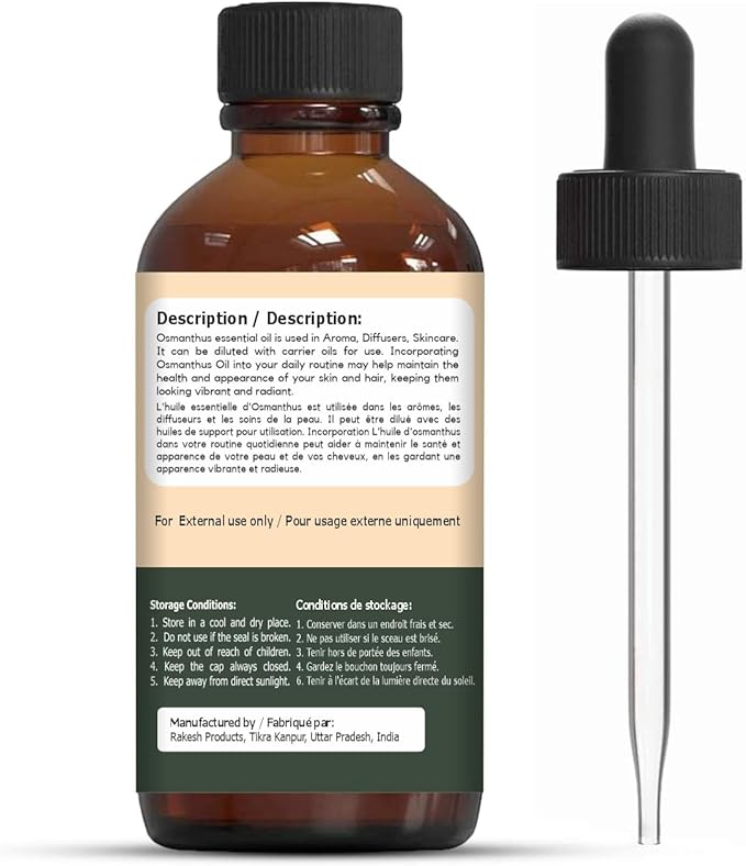 Osmanthus (Osmanthus fragrans) Oil | Pure & Natural Steam Distilled Essential Oil for Aroma, Diffusers & Skincare - 30ml/1.01fl oz