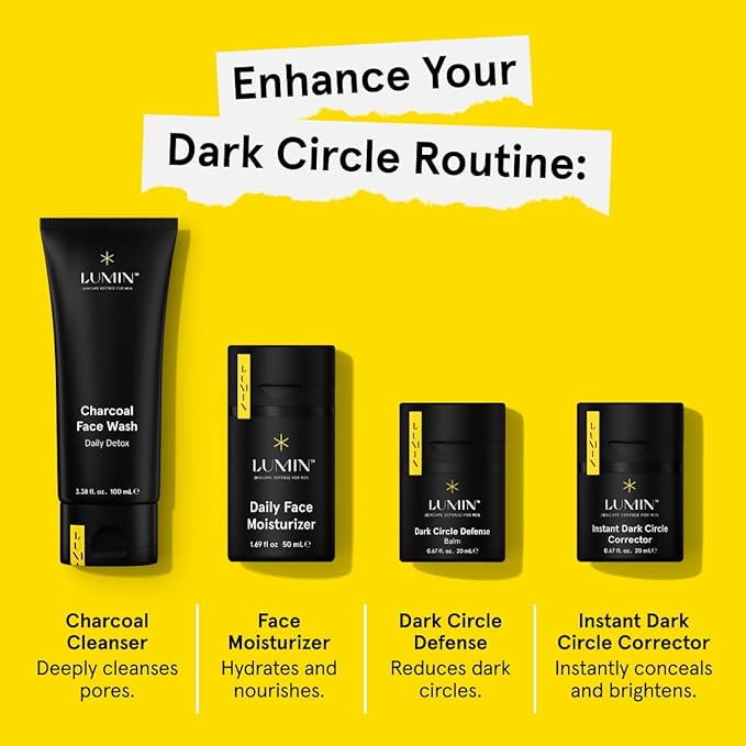 Lumin Instant Dark Circle Corrector for Men (Not A Concealer), Brightens Eyes, Reduce Dark Circles, Puffiness, Under Eye Men Makeup, Men's Eye Cream, Perfect for Deep Skin Tones, 20mL