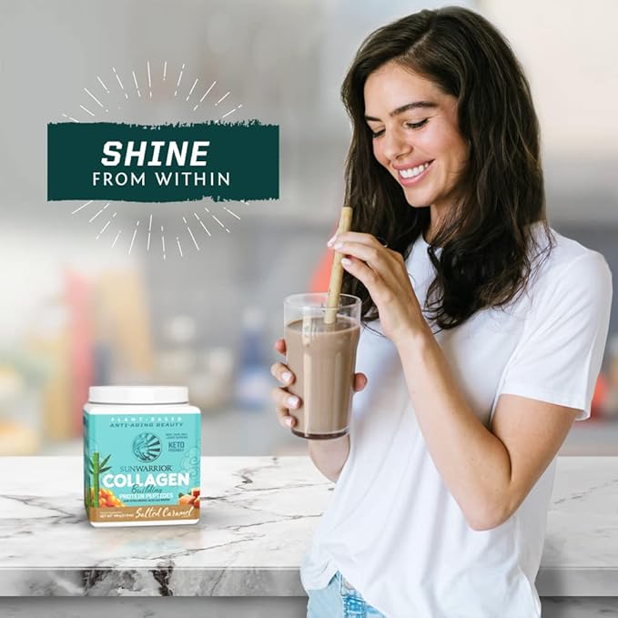 Vegan Collagen Protein Powder for Women | Plant Based Collagen Powder with Vegan Hair Skin and Nails Vitamins | Non-GMO No Added Sugar Soy Dairy & Gluten Free (Salted Caramel, 20 Servings)