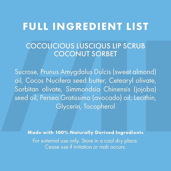Handmade Heroes 100% Natural Lip Scrub, Vegan Conditioning Coconut Exfoliator - Gentle Exfoliant, Sugar Polish and Scrubber for Chapped Dry Lips, 1oz (Coconut Sorbet)