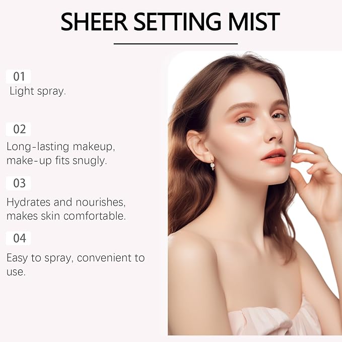 Sheer Setting Mist Sunscreen SPF 50 for Face & Body | Water-Resistant Shimmering Oil Spray | Hydrating Non-Greasy Glow Finish | Oil Control & Long Lasting(75ml)