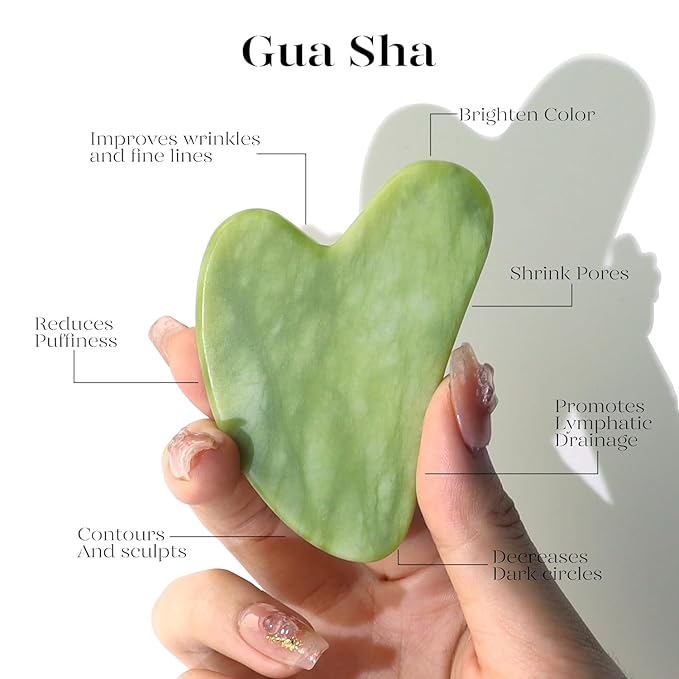 BAIMEI Jade Roller & Gua Sha, Face Roller, Facial Beauty Roller Skin Care Tools, Self Care Gift for Men Women, Massager for Face, Eyes, Neck, Relieve Fine Lines and Wrinkles - Green