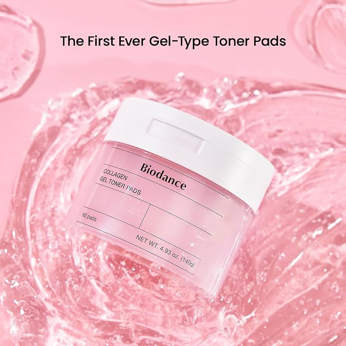 Biodance Collagen Gel Toner Pads, Pore Minimizer for Face, Improving Elasticity, Gentle Exfoliating Korean Toner Pads for Sensitive Skin, 4.93 fl.oz.(140g)*60Pads