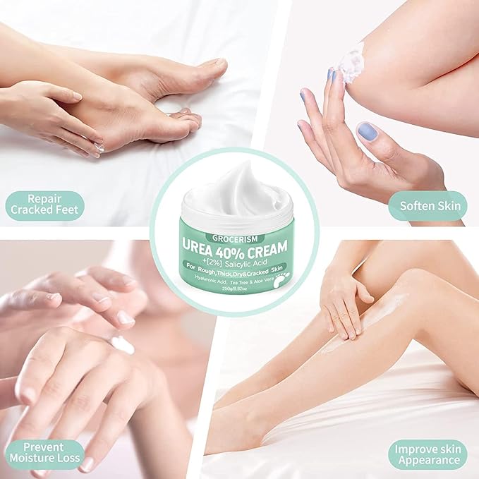 Urea Cream 40 Percent For Feet Plus 2% Salicylic Acid 8.82 oz || Foot Cream and Hand Cream Maximum Strength with Hyaluronic Acid, Tea Tree,and Aloe Vera for Deep Moisturizes, Callus Remover and Soften