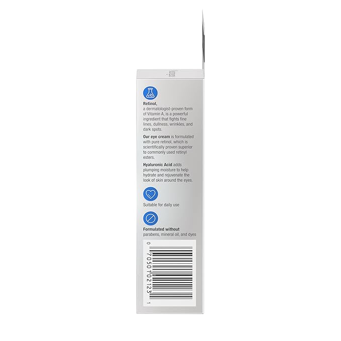 Neutrogena Rapid Wrinkle Repair Retinol Eye Cream for Dark Circles, Daily Anti-Aging Under Eye Cream with Retinol & Hyaluronic Acid to Fight Fine Lines, Wrinkles, & Dark Spots, 0.5 fl. oz