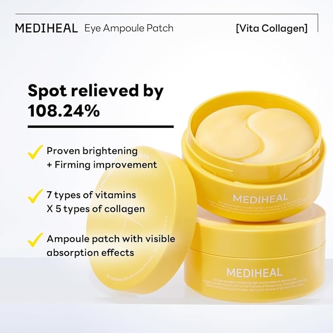 Mediheal Vita Collagen Under Eye Patches & Madecassoside Blemish Toner Pad for Daily Blemish Care