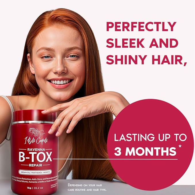 Ravenna Repair Hair B-tox -Cirugia Capilar para el Cabello, Formaldehyde-Free- B-tox Capilar Para El Cabello, Long Lasting Anti-Frizz, Smoothing, B-tox Hair Treatment 35.2 oz(1kg)