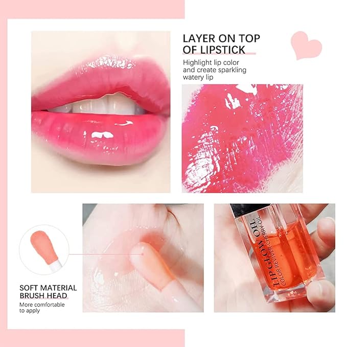 GECOMO Moisturizing Lip Oil,No-Sticky Lip Gloss Lip Balm Lip Care,Fruit Flavoured Lip Oil For Dry Lip's Moisturizing Hydrating And Nourishing (007#RASPBERRY) 0.2 OZ