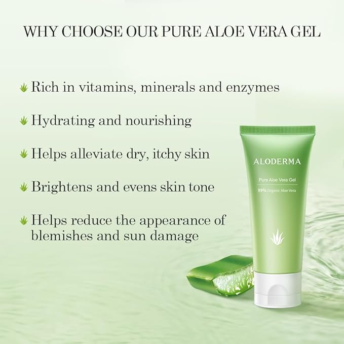 Aloderma Travel Size Soothing Set - 4 Pieces - Cleanser, Cream, Hand Cream, Aloe Vera Gel