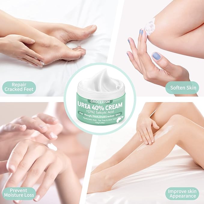 Urea Cream 40 Percent For Feet Plus 2% Salicylic Acid 5.29 oz || Foot Cream and Hand Cream Maximum Strength with Hyaluronic Acid,Tea Tree,and Aloe Vera For Deep Moisturizes,Callus Remover