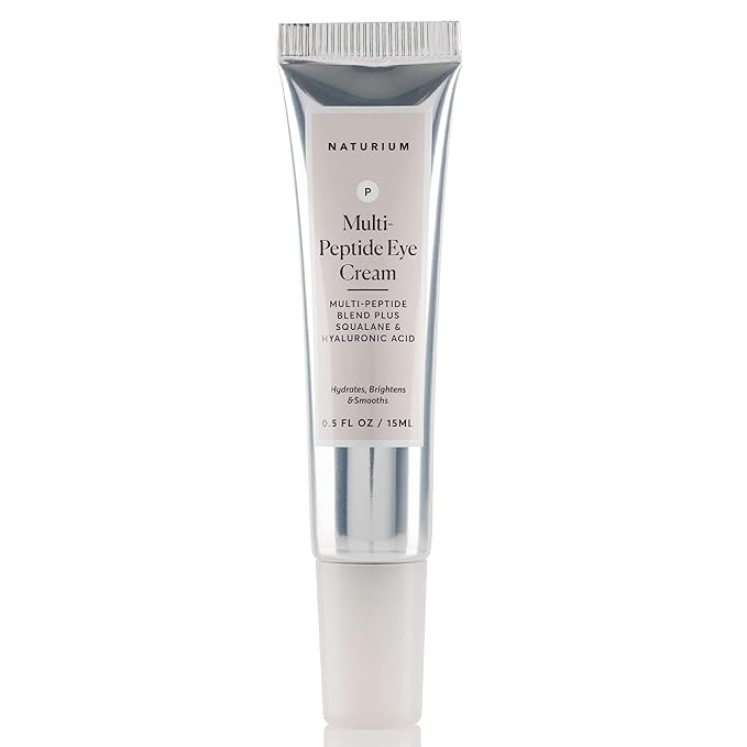 Naturium Multi-Peptide Eye Cream, Smoothing & Anti-Aging Skincare, with Squalene & Hyaluronic Acid, 0.5 oz
