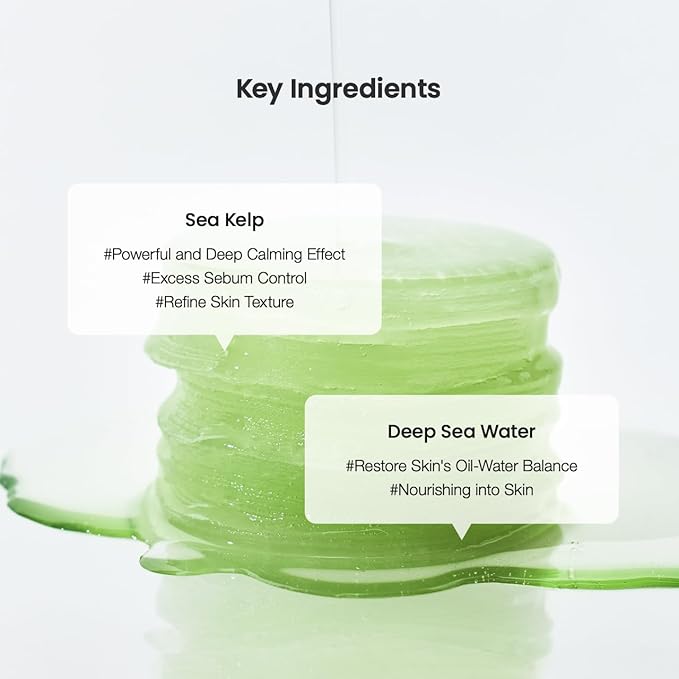 Biodance Sea Kelp Gel Toner Pads, Calming & Soothing for Sensitive Skin, Oil & Sebum Control, Blemish Care, Gentle Exfoliating Korean Toner Pads, 4.93 fl.oz.(140g)*60Pads