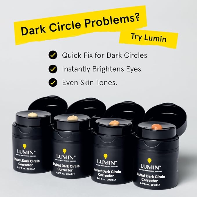 Lumin Instant Dark Circle Corrector for Men (Not A Concealer), Brightens Eyes, Reduce Dark Circles, Puffiness, Under Eye Men Makeup, Men's Eye Cream, Perfect for Light-Medium Skin Tones, 20mL