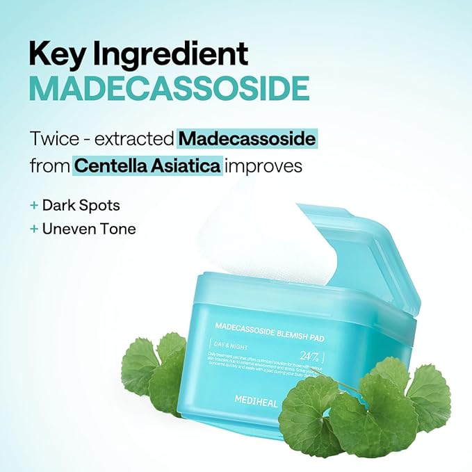 Mediheal Vita Collagen Under Eye Patches & Madecassoside Blemish Toner Pad for Daily Blemish Care