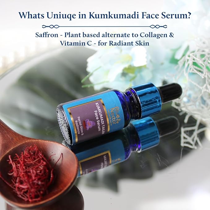 Blue Nectar Dark Circles Under Eye Serum with Plant Based Niacinamide from Potato (1Fl Oz) along with Kumkumadi Face Oil, crafted with natural herbs for radiant skin (0.33 Fl Oz)