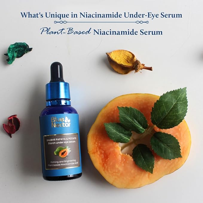 Blue Nectar Dark Circles Under Eye Serum with Plant Based Niacinamide from Potato (1Fl Oz) with Kumkumadi Face Wash with with Saffron for Women & Men (3.38 Fl Oz)