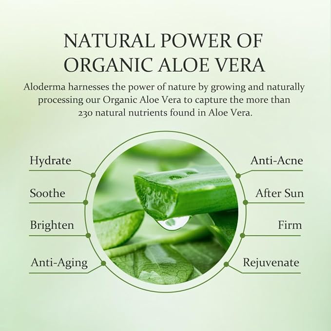Aloderma Basic Aloe Soothing & Repairing Skin Care Set - 4 Pieces - 200g Aloe Vera Gel x 2pcs, Soothing Cleanser, Soothing Cream