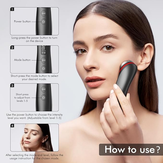 Upgraded Version | 6-in-1 Real Glass Glow Device | Looking Glass Skin with Enhanced Absorption, Radiance, Elasticity, Pore Care | LED Anti-Wrinkle Device | Skin Care Firming, Toning