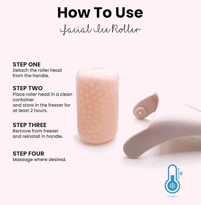 ROSELYNBOUTIQUE Ice Roller for Face Wrinkles Fine Lines Puffiness Stick Massager Facial Skin Care Tools Self Care Gifts for Men Women (Beige)