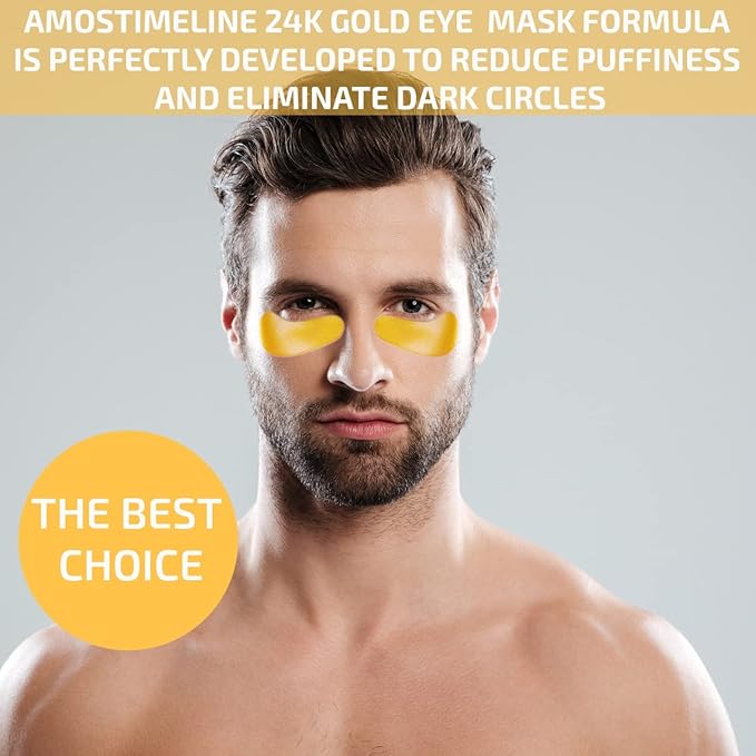 24K Gold Eye Masks for Dark Circles and Puffiness (6 Pairs) with Collagen, Aloe Vera & Hyaluronic Acid-Anti-Aging Under Eye Patches for Dark Circles and Puffiness-Reduce Wrinkles