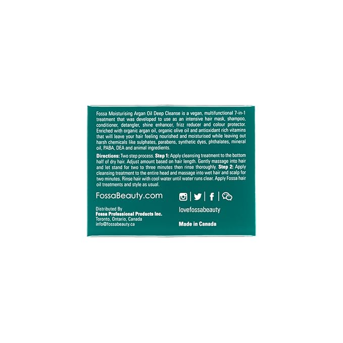 Fossa BEAUTY Moisturizing Argan Oil 7-in-1 Hair Mask | Hair Growth Serum, Shampoo, Conditioner, Detangler, Shine Enhancer & Frizz Reducer | All Hair Types, Colour Safe | 237ml, 8 fl. oz.