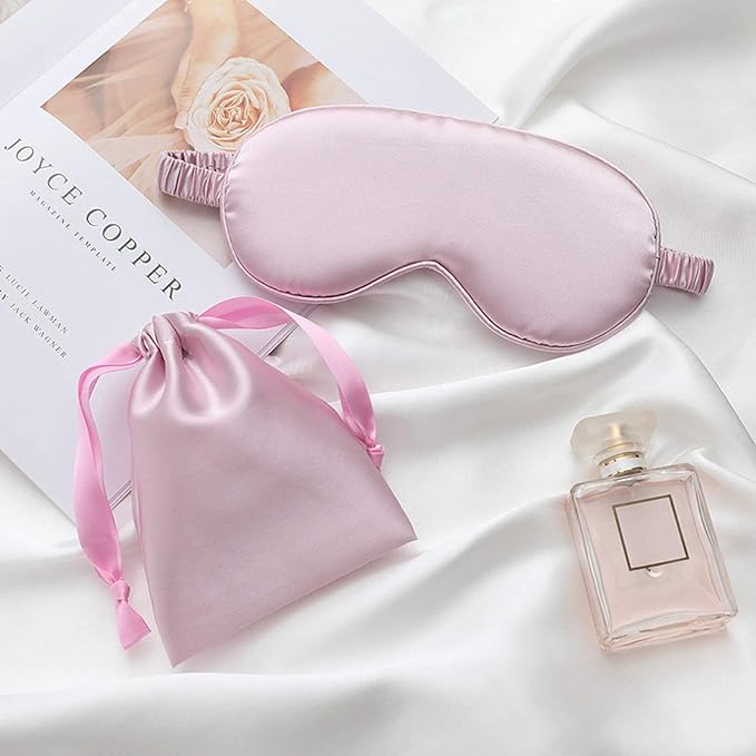 Silk Satin Sleeping Eye Mask, Light Purple Sleep Eye Mask Night Blindfold for Women and Men, Soft Breathable Blackout Eyeshade Eye Cover for Travel, Wedding Bridesmaid Gift