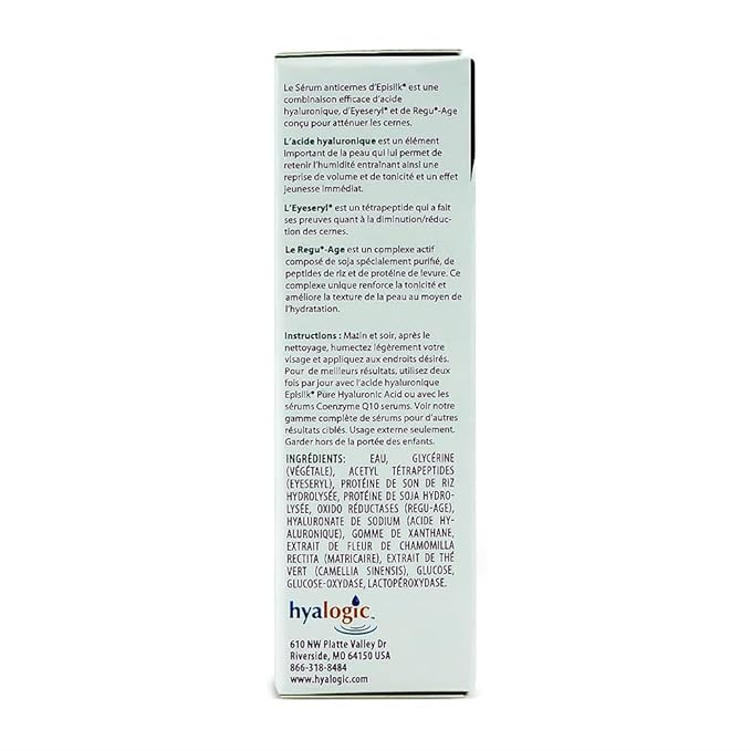 Hyalogic Dark Circle Lightening Face Serum - Treat Under Eye Dark Circles w/Hyaluronic Acid, Eveseryl & Regu-Age - Soothe, Nourish & Rejuvenate Skin - 1oz