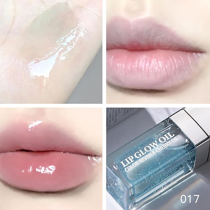 Hydrating Lip Glow Oil, Lip Oil Gloss Transparent Toot Tinted Nourishing Long Lasting Repairing Lightening Lip Lines (ALOE) 0.2 OZ