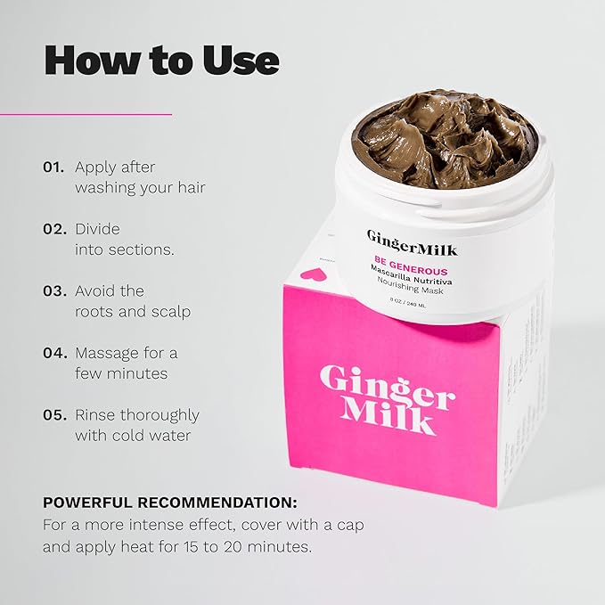 GINGER MILK - Hair Mask For Damaged & Dry Hair, Deep Conditioning, Promotes Growth (8 oz.)