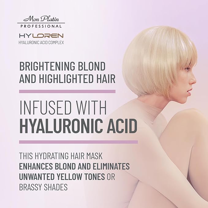 Mon Platin Professional Black Caviar Blonde Hair Mask & HY Loren Blonde Hair Shampoo, Intensive Moisturizing Treatments for Blonde, Bleached & Color-Treated Hair, SLS/SLES/Salt-Free, 500ml Each