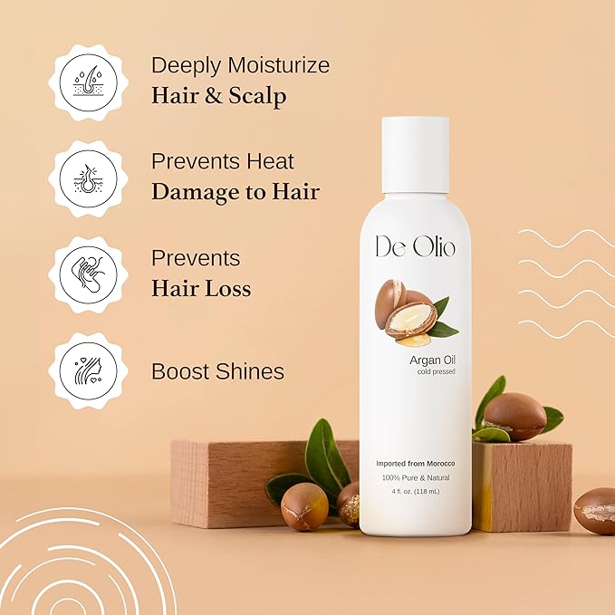 | Argan Oil of Morocco | 100% Pure & Natural Cold Pressed Argan Oil for Hair, Skin, Face | Refined Moroccan Hair Oil for Moisturizing & Straightening | 4fl. oz. (118 mL)