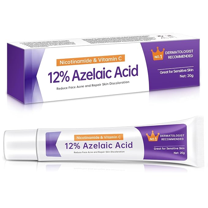 Azelaic Acid 12% Cream For Face, Azelaic Acid Acne Cream For Rosacea Treatment, Redness Relief, 0.7 OZ Azelaic Acid Gel With Salicylic Acid & Niacinamide For Dark Spot, Skin Care.