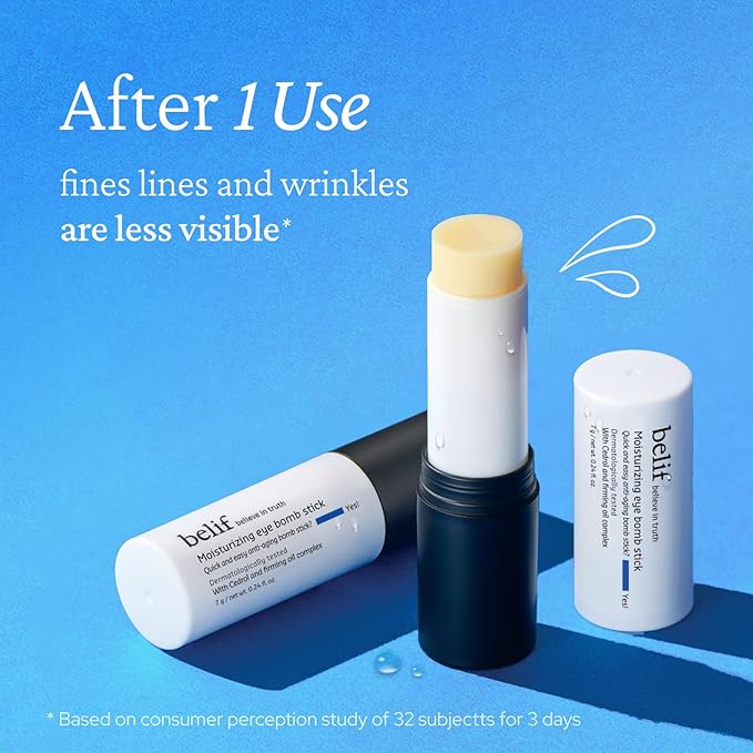 belif Moisturizing Eye Bomb Stick Eye Balm Firms and Reduces Fine Lines & Wrinkles | Radiant Eyes | with Shea Butter & Firming Oil Complex for Hydration & Elasticity | K-Beauty