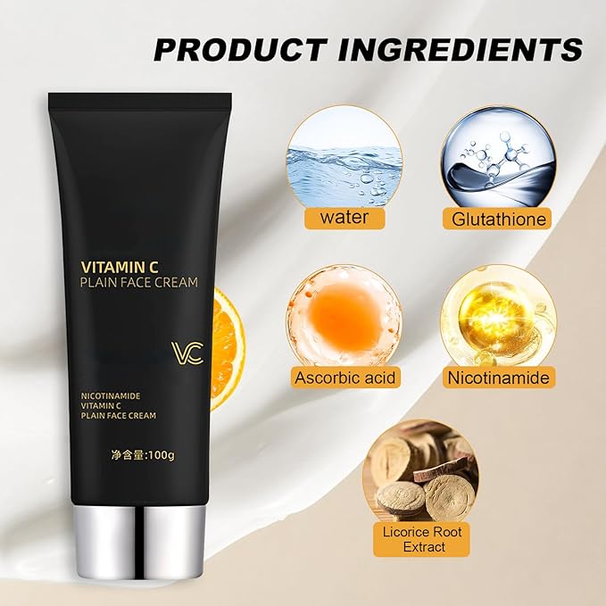 Niacinamide Vitamin C Black Tube Skin Cream, Niacinamide Vitamin C Face Cream, Multifunctional Smooth Hydrating Makeup Cream, Vitamin C Plain Face Cream (2pcs)