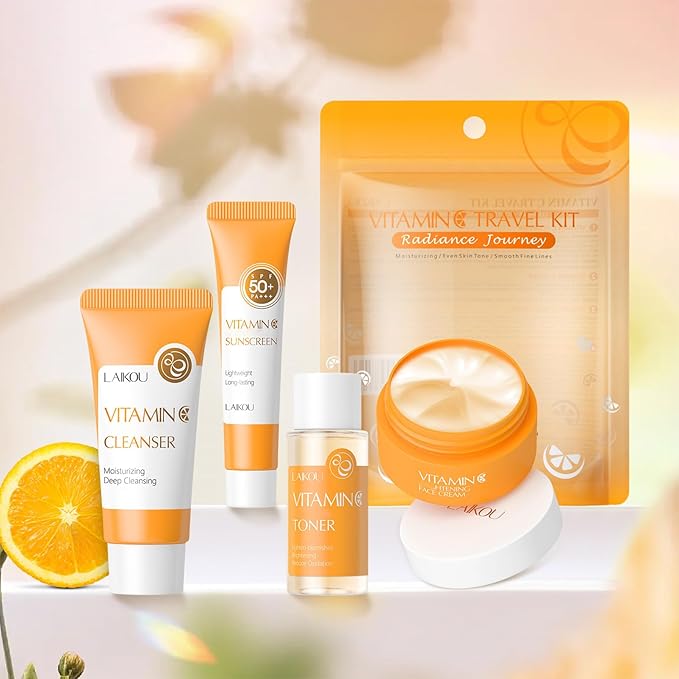 Vitamin C Skin Care Set For Teen Girls, 12 In 1 Vitamin C Birthday Gifts for WomensWith Toner,Cleanser,Toner,Cream,Eye Cream,Sunscreen, Skincare Set For Women 12PCS