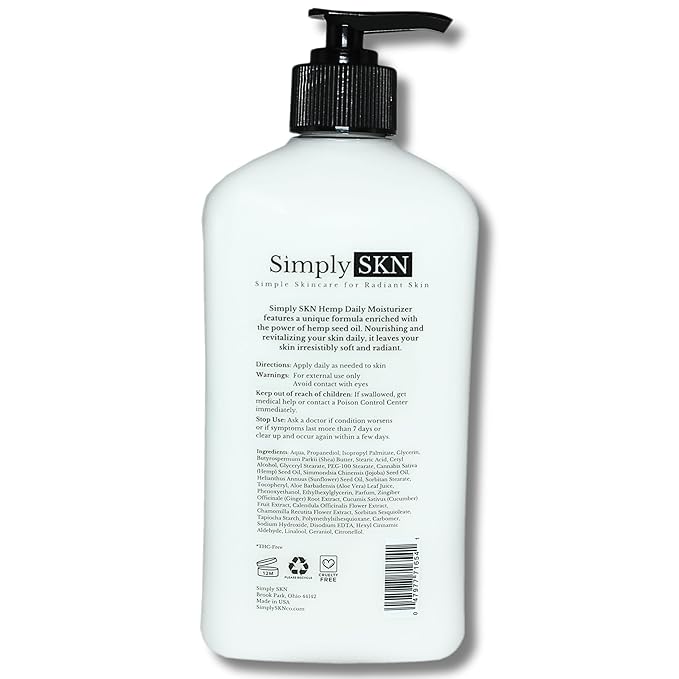 Original, Daily Moisturizing Hemp Body Lotion with Natural Hemp Seed Oil, Shea Butter and Jojoba Oil, Cucumber and Chamomile Scent, 17 fl. oz, Made in USA